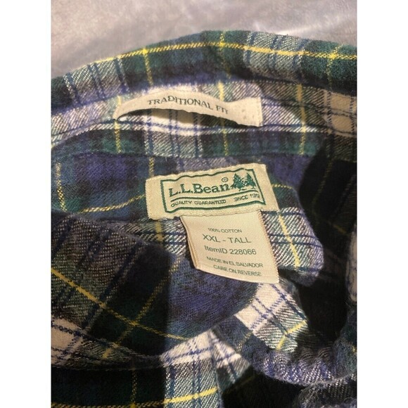 LL Bean Button Down Flannel Shirt Men's Size XXL Tall - Picture 6 of 6